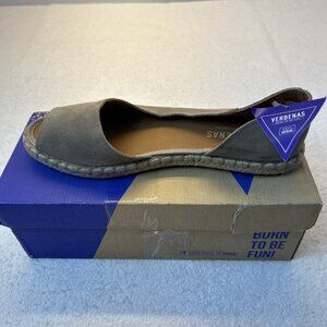 Verbenas Cruz Women’s Espadrilles Peep Toe Shoes Color Stone EU 41 US 9.5 New